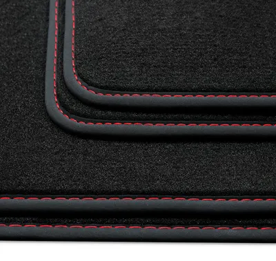 Produktbild von Velours Fußmatten passend für Mercedes-Benz EQV ab Bj. 2020- Deluxe Velours, Naht:Rot