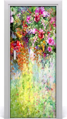 Produktbild von Tulup Türaufkleber 85x205 cm Dekorative Aufkleber Selbstklebend Wasserdichte Tapete Abnehmbar Schlafzimmer Wohnzimmer Wohnkultur - Wandaufkleber Aufkleber bunten Blumen