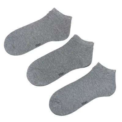 Produktbild von Sneakersocken 3-er Pack aus Baumwolle Einfarbig Grau Größe 23-26