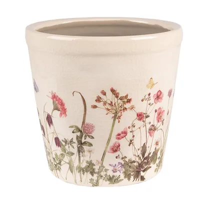 Obrázok produktu pre Clayre & Eef Kvetináč Ø 14x13 cm Ružovo-béžová Keramické kvety