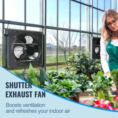 Productafbeelding van Uitblaasventilator - Wandmodel - Diameter 40,6 cm - EC-motor - Temperatuurregeling - Vochtigheidsregeling - Luchtstroom 2969 m³/u - Geschikt voor garage, schuur, kelder