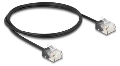 Zdjęcie produktu dla DeLOCK Kabel sieciowy RJ45 Cat.6 UTP Ultra Slim 1 m czarny, 1 m, Cat6, U/UTP (UTP), RJ-45, RJ-45, Czarny