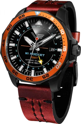 Produktbild von Vostok Europe NH34-225C714-LBBRW Herrenuhr Automatik GMT Rocket N1 Braun/Schwarz