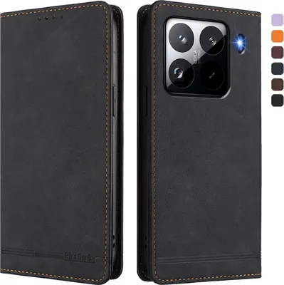 Obrázek produktu pro Pouzdro pro Xiaomi 15 Pro, retroPolyuretankožené flip pouzdro s stojánkem a přihrádkami na karty Černý