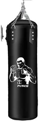 Image de Sac de frappe lourd, cuirPolyuréthanehaut de gamme, kit d'entraînement complet, noir