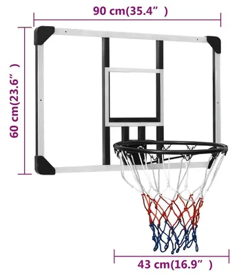 Produktbild von vidaXL Basketballkorb Transparent 90x60x2,5 cm Polycarbonat