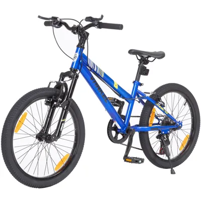Produktbild von Mountainbike Kinderfahrrad 20 Zoll mit 6-Gang Kettenschaltung & V-Brakes für Jungen & Mädchen 6-10 Jahre, Blau Rosa