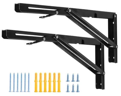 Obrázok produktu pre Klapacie konzoly, 40 cm, čierna, kov, sada 2 kusov