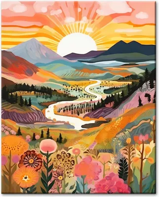 Produktbild von Malen nach Zahlen fš¹r Erwachsene, Landschaftsbild zum Selbermachen mit Pinseln und Acrylfarben, handgemaltes ?lgem?lde auf Leinwand fš¹r die Heimdekoration, ohne Rahmen (40 x 50 cm)