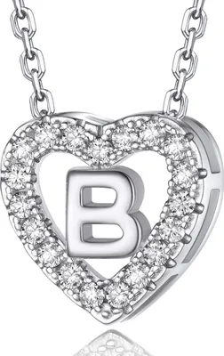 Image de Chaîne de coeur avec pendentif d'initiales, Moissanite Diamond Collier Femme