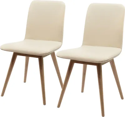 Produktbild von home24 Polsterstuhl - 2er-Set - Eiche Massiv / Echtleder