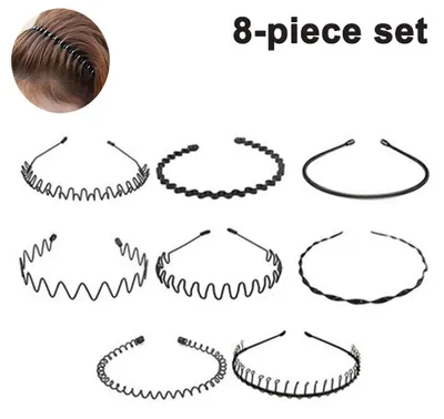 Produktbild von Uni Metall Haarband Schwarz Spring Wave Haarband Rutschfest Elastisches Stirnband für Outdoor Sports Yoga