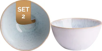 Produktbild von 2 x palmer Light Blue Sea Schale im Set, Steingut, Ø 15 cm, 0,8 L, beige hellblau gesprenkelt, Handwerkliche Ausstrahlung, für Müsli, Dessert, Suppe oder Obst stapelbar, spülmaschinenfest