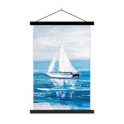 Produktbild von MuchoWow® Textilposter Malerei - Ölfarbe - Boot - Wasser 40x60 cm mit schwarzem Rahmen - Wanddekorationen