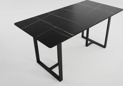 Produktbild von Esstisch MIAS 160x80cm schwarze Keramikplatte schwarzes massives Tischgestell : Schwarz
