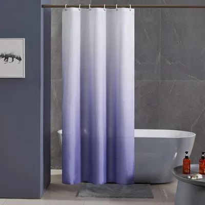 Productafbeelding van Douchegordijn, polyester, schimmelwerend, waterafstotend, wasbaar, wit, paars, 100x200 cm