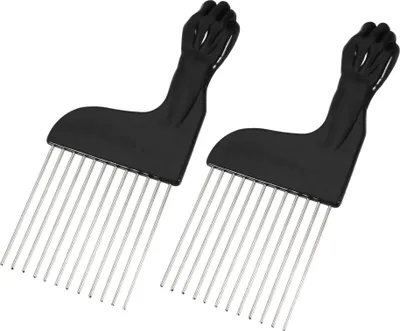 Produktbild von 2 stk. Metall Haar Pick Afro Kamm, für Lockig Haar Afro, 6.50"x2.68"