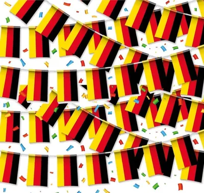 Produktbild von XXL Wimpelkette 10 Meter Deutschland Girlande schwarz, rot, gelb (Gold) als Deko Dekoration, Fanartikel, Partydekoration zur Fußball EM