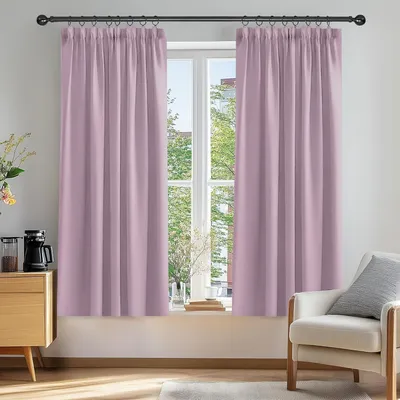Obrázek produktu pro Zatemňovací závěs s volánky, ochrana proti chladu, světle růžová barva, rozměry 138x117 cm, sada 2 kusů