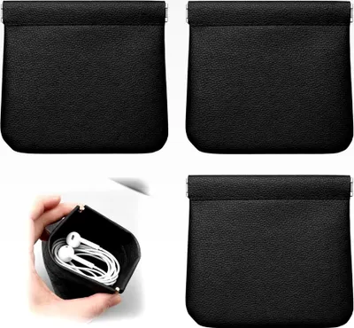 Produktbild von 3-teiliges Mini-Geldbeutelset aus Kunstleder als kleine Ledertasche für Alltag und Reisen mit funktionaler Münzbörse, geeignet für verschiedene Kleinteile