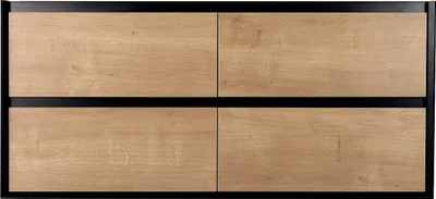 Produktbild von Badezimmer Wandschrank für Waschbecken - Natürliches Licht und schwarz - 120 cm - LANNICK