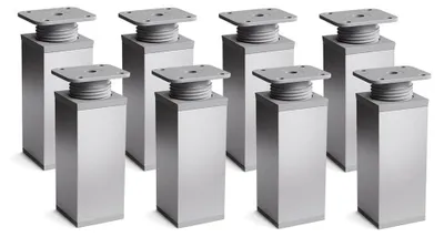 Produktbild von 8er Set sossai moderne Möbelfüße in eloxiertem Alu Design 60mm höhenverstellbar Schrankfüße Sockelfüße