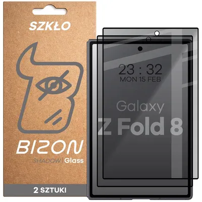 Produktbild von Gehärtetes Glas mit Privatschutzfilter für Galaxy Z Fold8, Bizon Glass Edge Shadow Duo, getönt mit schwarzer Rahmen, 2 Stück
