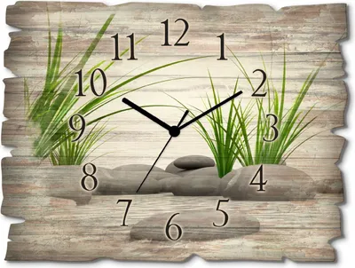 Produktbild von ARTland Holz Wanduhr Quarzuhr - schwarzer Zeiger 3D Steine Größe: 40x30 cm
