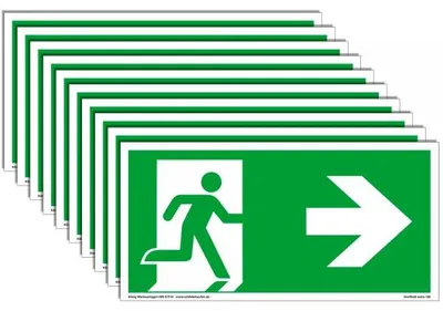 Produktbild von 10 Schilder Notausgang extra langnachleuchtend | PVC selbstklebend 297x148mm ...