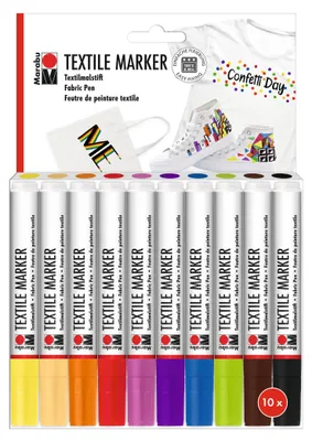 Textilmarker-Set, 10 Farben, 3 mm Spitze, wasserbasiert