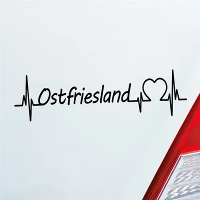 Produktbild von Auto Aufkleber Ostfriesland Puls Herzschlag mit Ferien Region Motiv 19x5 cm Schwarz Matt Sticker Heckscheibenaufkleber