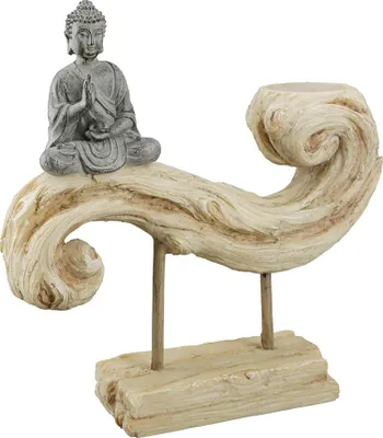 Zdjęcie produktu dla GILDE Teelichtleuchter, "Buddha", Buddhamotiv, Kunstharz, naturfarben, , L. 6 cm, B. 22 cm, H. 23 cm 37439