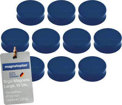 Produktbild von Magnetoplan Ergo large Magnete dunkelblau 34mm 10St