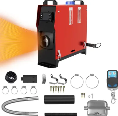 Obrázok produktu pre TRMLBE Dieselové kúrenie 12 V 8 kW Stojanové kúrenie Dieselový ohrievač vzduchu s LCD displejom a diaľkovým ovládaním pre kempovanie, dielňu, sklad, interiér (červená)