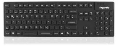 Produktbild von KeySonic KSK-8030 IN (DE) Industrietastatur, USB, wasserdicht IP 68, schwarz, Volle Größe (100%), Kabelgebunden, USB, QWERTZ, Schwarz