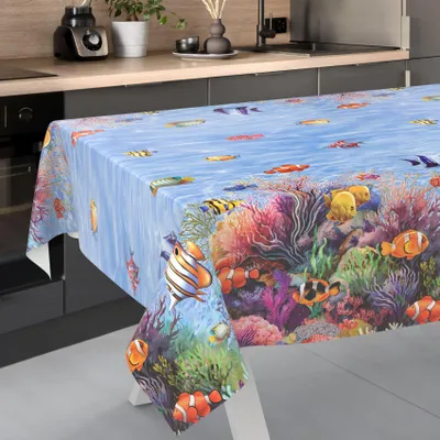 Produktbild von Tischdecke Fotoprint Aquarium Bunt 2000x140cm Schnittkante Wachstuch abwaschbar