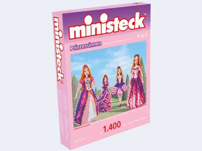 Produktbild von Ministeck Princess 4in1 - XL Box - 1400pcs, 1400 Stück(e), 4 Jahr(e), Mädchen, Kind, Mehrfarbig, Mosaik-Tafel