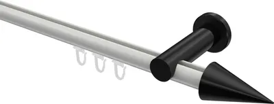 Produktbild von Interdeco Innenlaufstange / Gardinenstange mit Innenlauf Weiß / Schwarz, Typ Platon Savio (Kegel), 20 mm Ø 1-läufig, 160 cm
