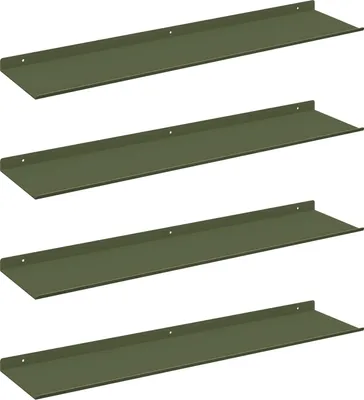 Produktbild von vidaXL Schwebendes Regal 4 pcs Olive Grün 80 x 18 x 2,5 cm Stahl