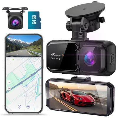 Productafbeelding van Senzo Dashcam - Voor Auto - 4K Ultra HD - Voor & Achter - Wifi & GPS - Nachtzicht - G-Sensor - Met Parkeerbewaking - Met App - 64GB