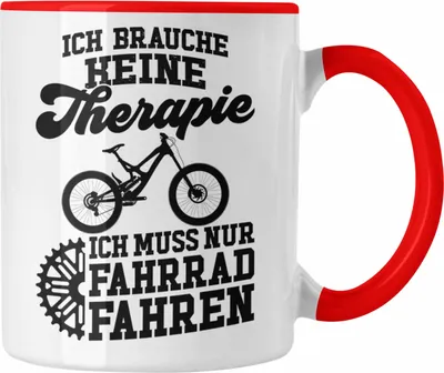 Produktbild von Trendation - Fahrrad Radfahrer Geschenk Rennrad Bike Geschenkideen Tasse Fahrradfahrer Kaffeetasse Therapie (Rot)