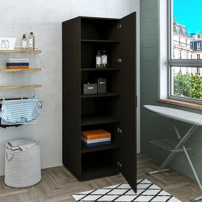 Image de Roomart  • Armoire haute de 60 cm de large | avec 1 étagère • Blanc  • Chêne noir