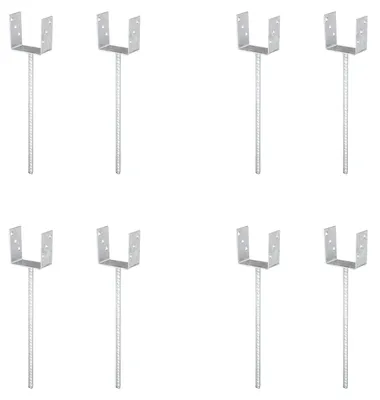 Immagine prodotto di Supporto per montanti a U 8x di Alberts, ancoraggio per calcestruzzo in acciaio scanalato, 101x101 mm, ancoraggio per calcestruzzo da 400 mm, zincato a caldo, da incassare nel calcestruzzo