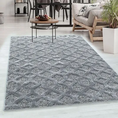 Produktbild von Carpetsale24 Teppich Wohnzimmer Hoch-Tief Effekt 3D Optik Skandinavische Boho Design Elegante Hochflor Teppich Flauschig, Grösse: 60x110 cm