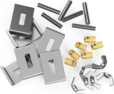 Produktbild von QUADRON Befestigungsklammern für untergebaute GRANIT-/STAHL-Spülbecken im 6er-Set + Keep-NUT Einsätze, Clips für Küchenspülen Befestigungsklammern