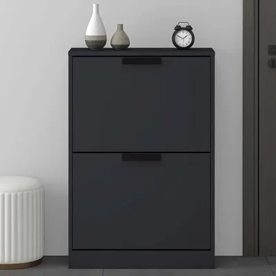 Imagen del producto de Armario para zapatos estrecho, 28 cm de profundidad, con 2 puertas abatibles