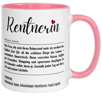 Produktbild von Tasse Rente Frau – „Definition Rentnerin“ – Geschenk Renteneintritt Ruhestand