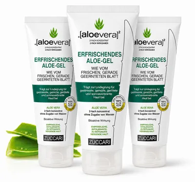 Produktbild von ZUCCARI [aloevera]2 Erfrischendes Aloe Vera Gel 3x150 ml, KI-generiertes Bild