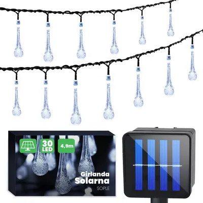 Obrázek produktu pro Solární pohádková světla venkovní 4,9M LED světlo 20 LED IP44 studená bílá solární pohádková světla strana svatební zahradní dekorace solárně napájené kapky terasa balkon