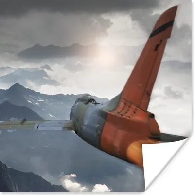 Produktbild von MuchoWow® Poster Ein Armeejet über den Bergen 50x50 cm - Wohnzimmerdekoration